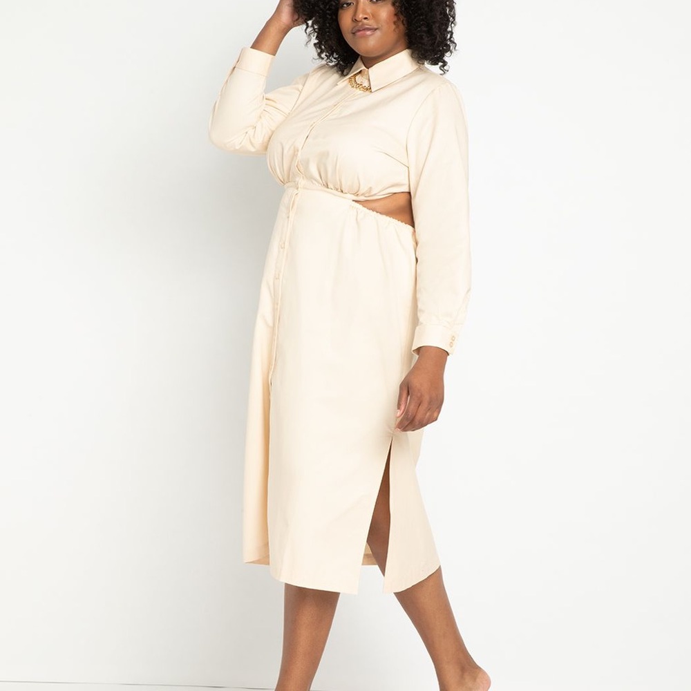 Tan shirt dress